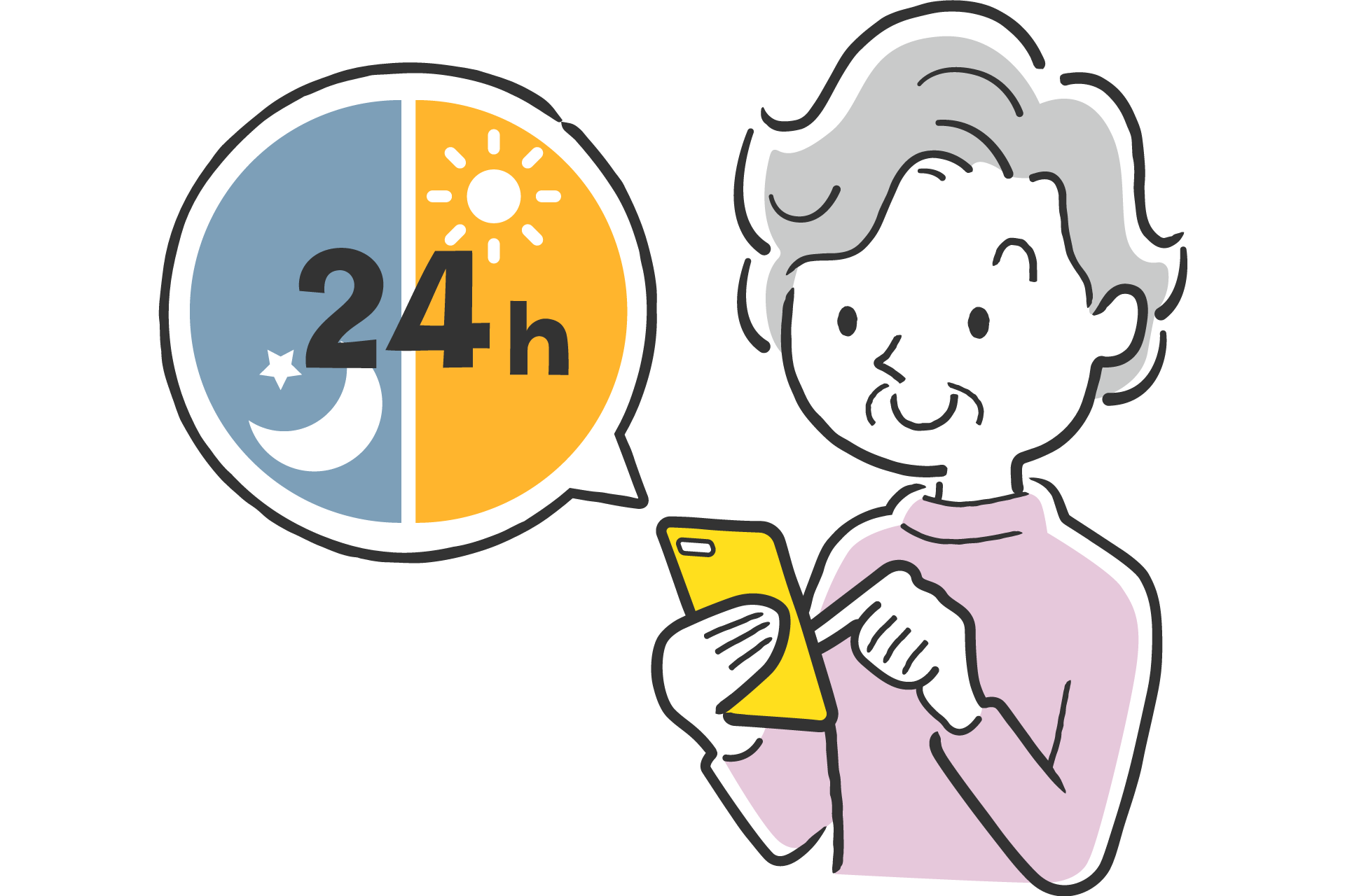 24時間365日安心サポートのイメージイラスト